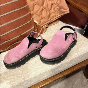 Dr. Martens Mauve Suede Zebzag slingback clog
